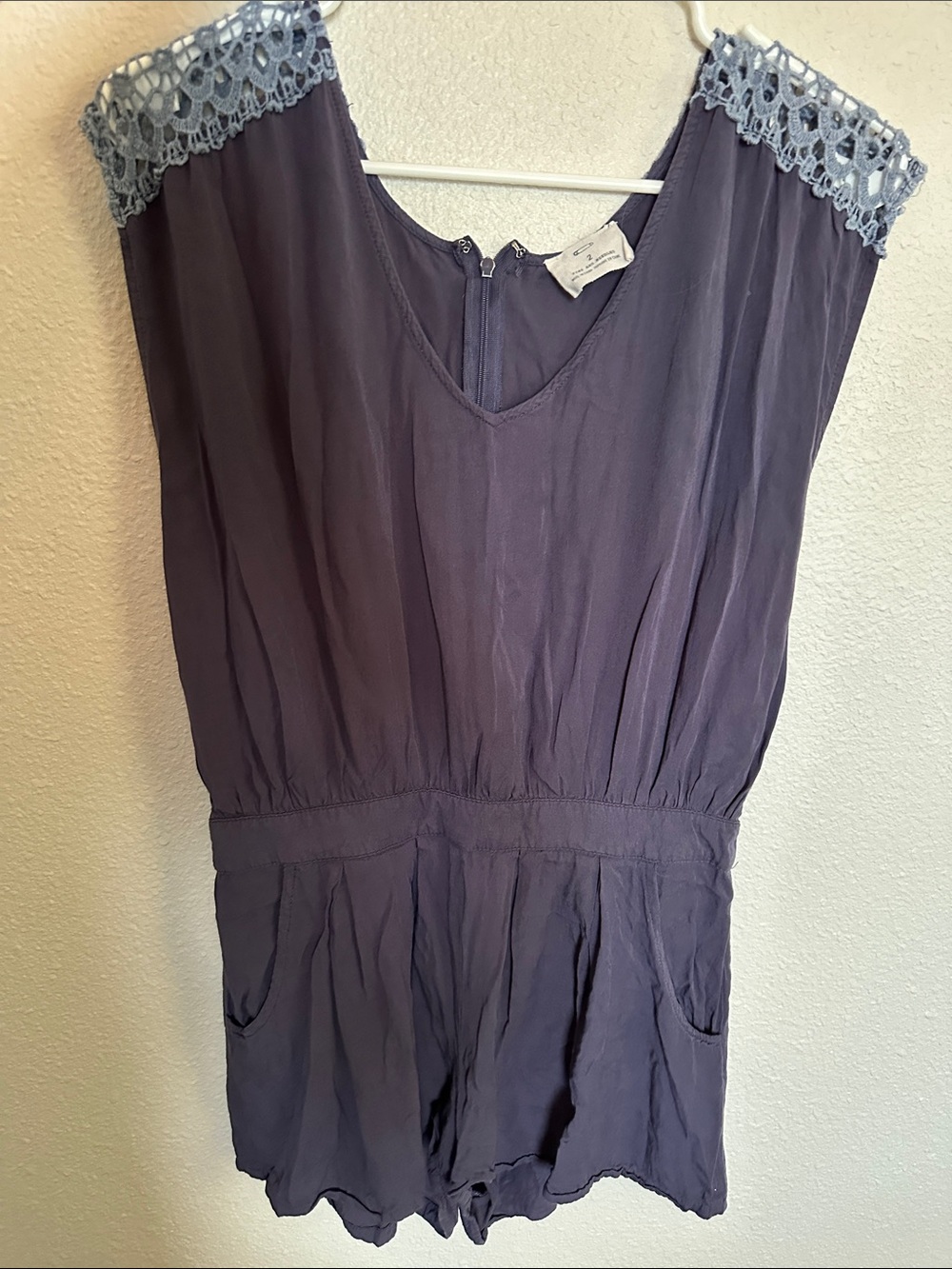 Pins & Needles Dusty Purple One-Piece Romper with Light Blue Lace